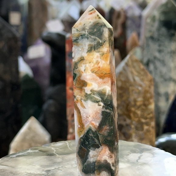Moss Agate Crystal Point! - Picture 3 of 5